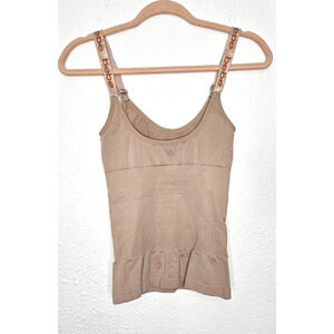 Bebe Womens Tank Top Medium Nude Tan Adjustable Straps Stretch Body Shapewear
